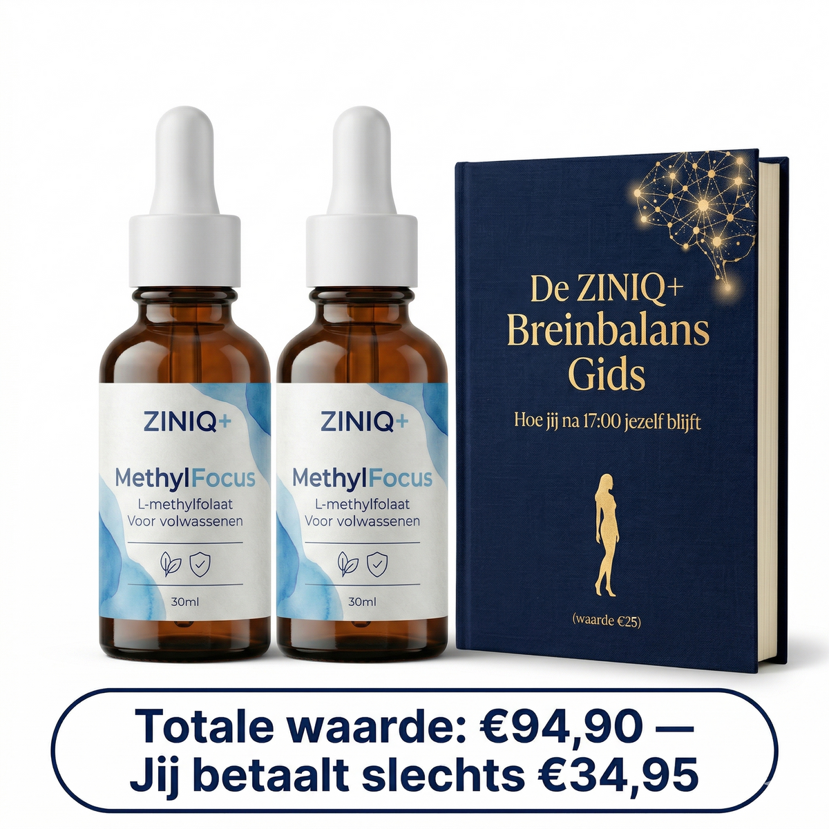 ZINIQ+ MethylFocus Volwassenen | Geactiveerd folaat voor rust, focus en mentale veerkracht