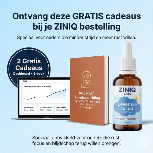 ZINIQ Kids L-Methylfolaat | Rust in het hoofd na schooltijd — zonder medicatie. en een kind dat zich weer goed voelt in zijn eigen hoofd.
